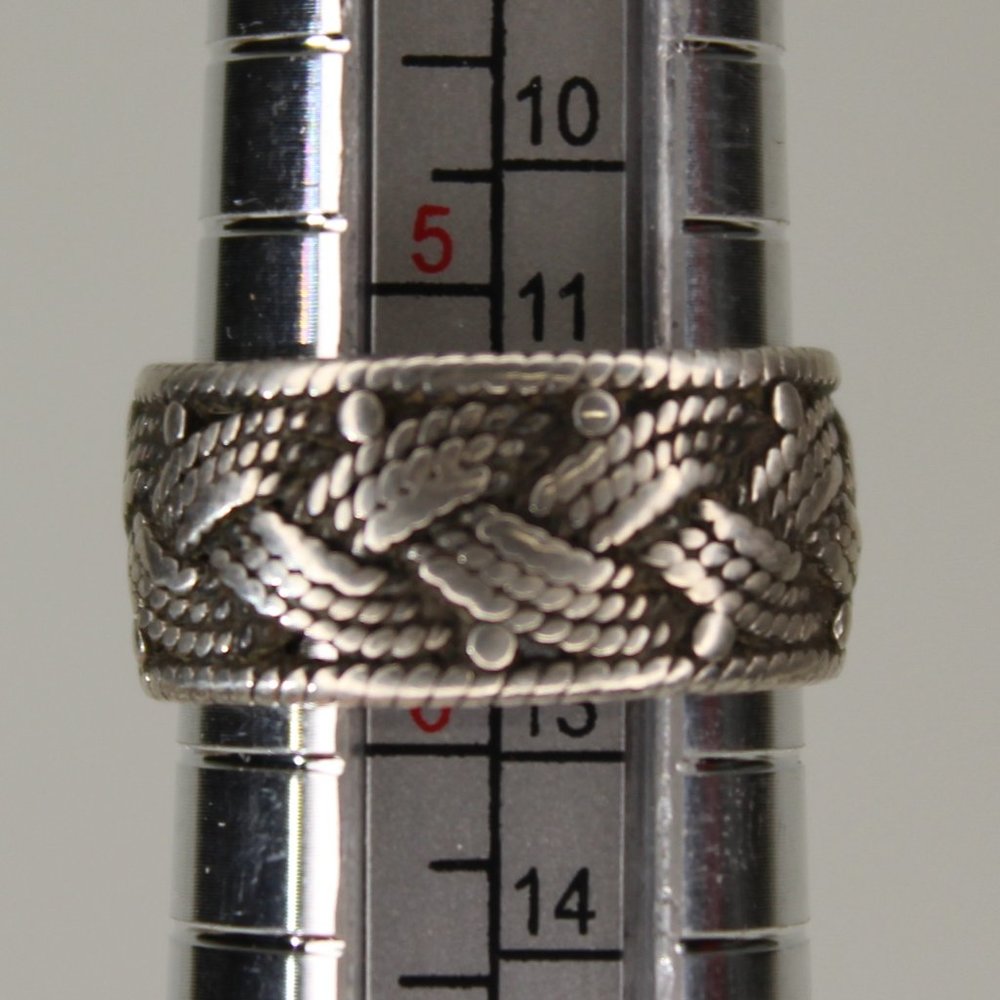 Vintage Weave Pattern Sterling Silver Ring - Size… - image 2